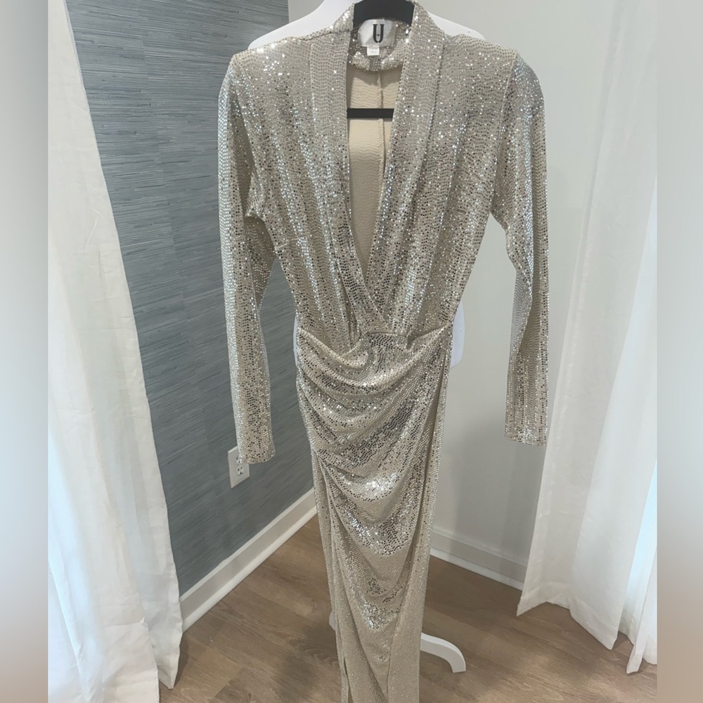 Silver sequin gown